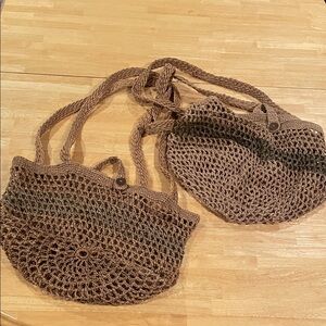 Handcrafted Brown Tote Bags (lot of 2)- Casual Shoulder Tote